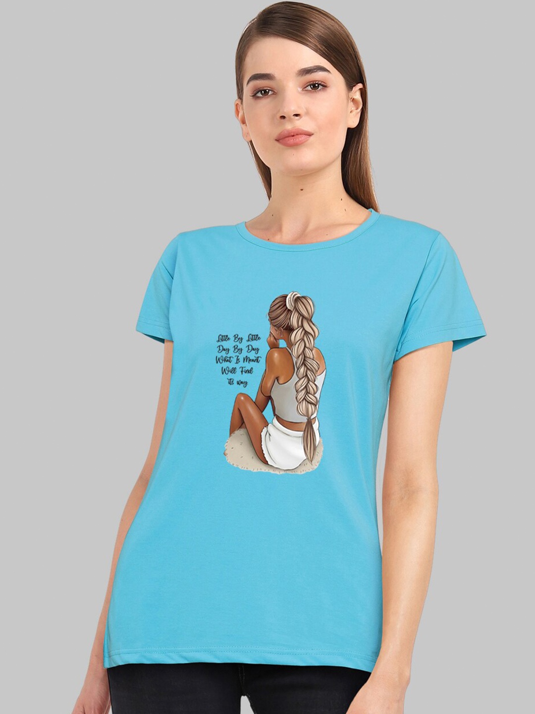 

CHOZI Graphic Printed Round Neck Cotton Bio Finish T-shirt, Blue