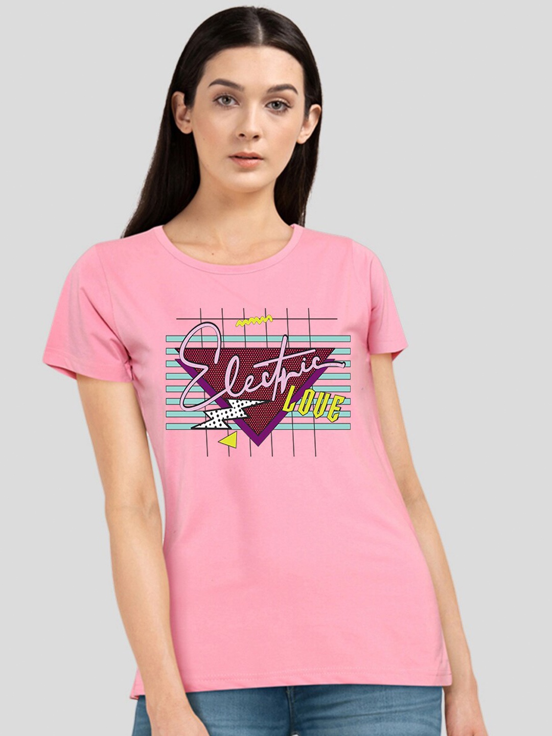 

CHOZI Women Typography Printed Bio Finish Cotton T-shirt, Pink