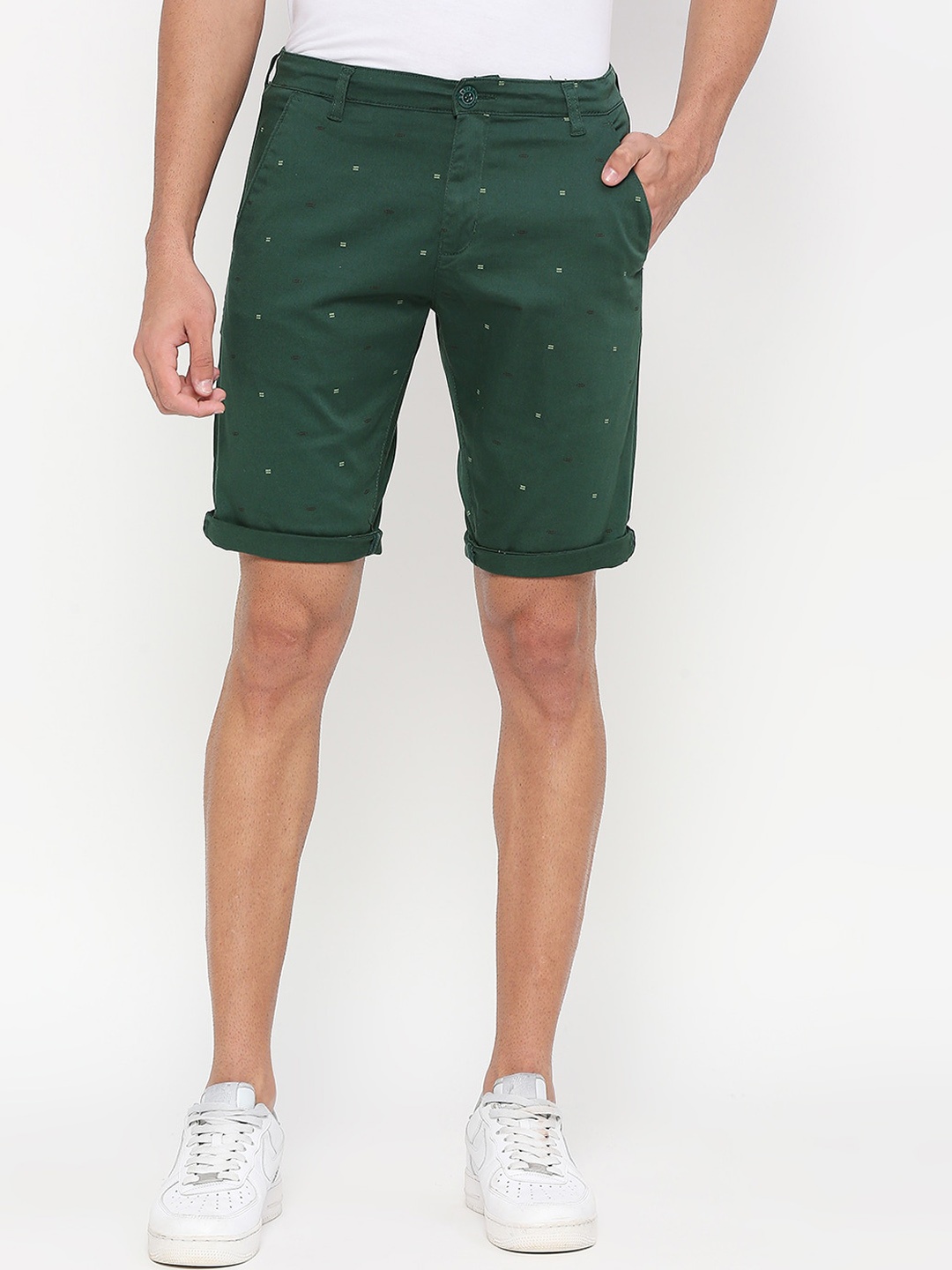 

beevee Men Printed Cotton Outdoor Chino Shorts, Green