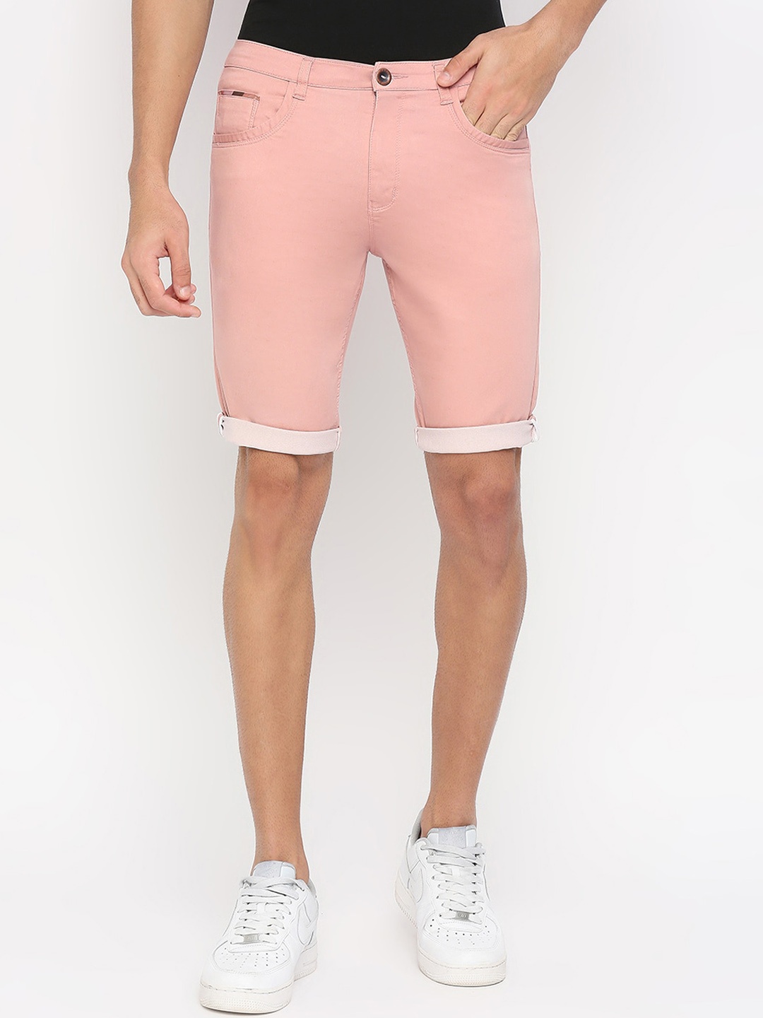 

beevee Men Slim Fit Mid-Rise Shorts, Pink