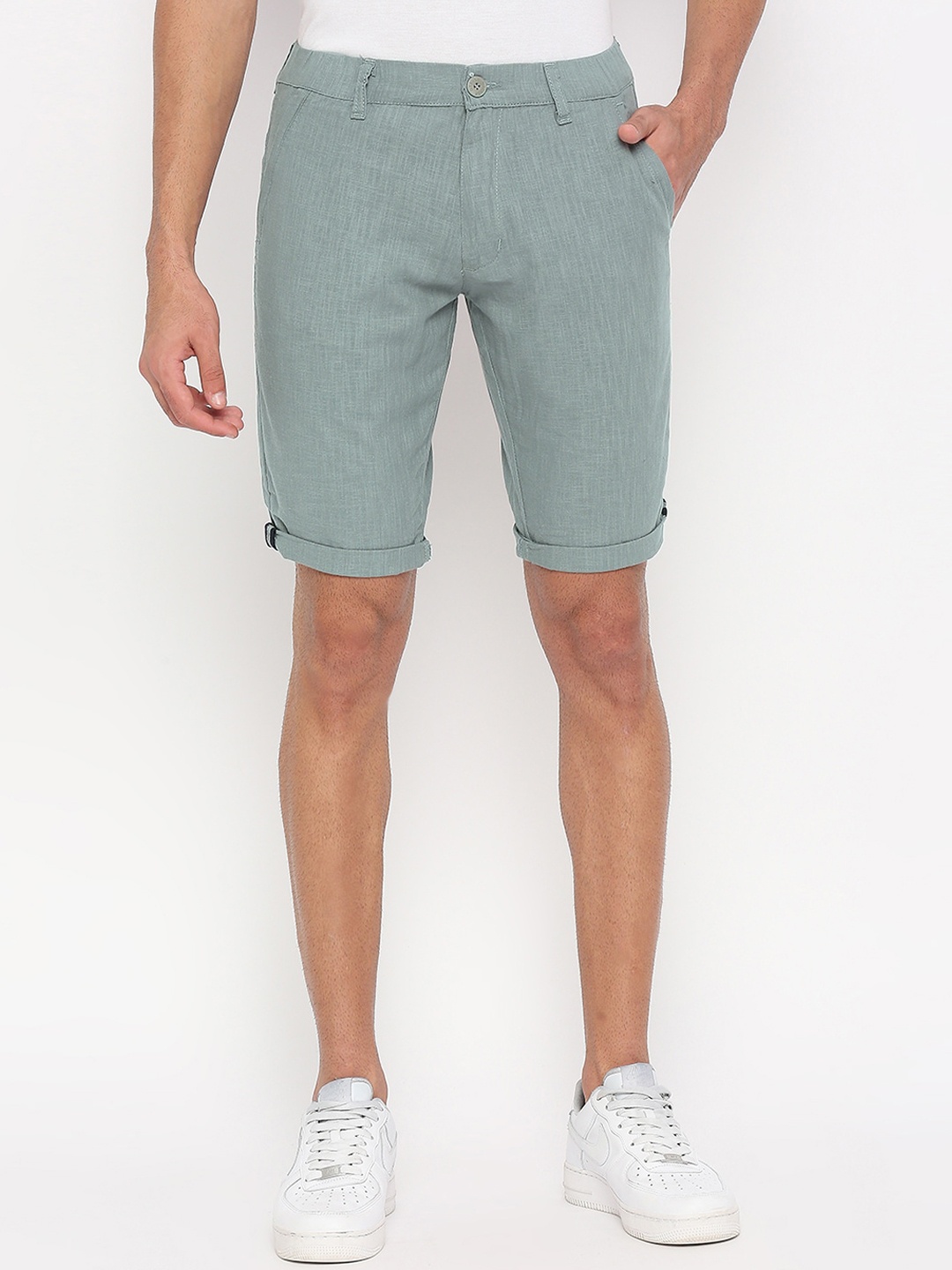 

beevee Men Cotton Linen Regular Shorts, Grey