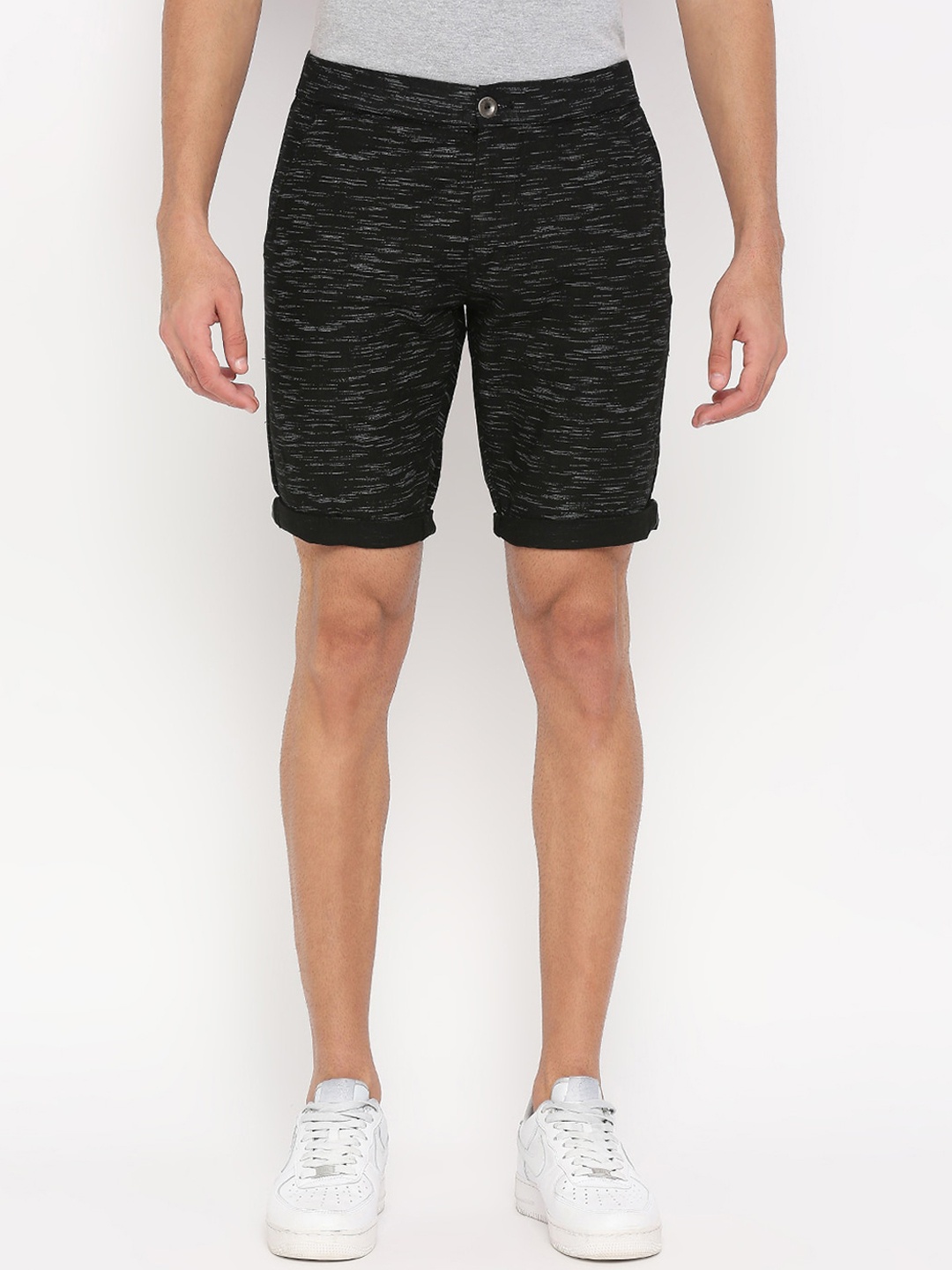 

beevee Men Printed Pure Cotton Regular Shorts, Black