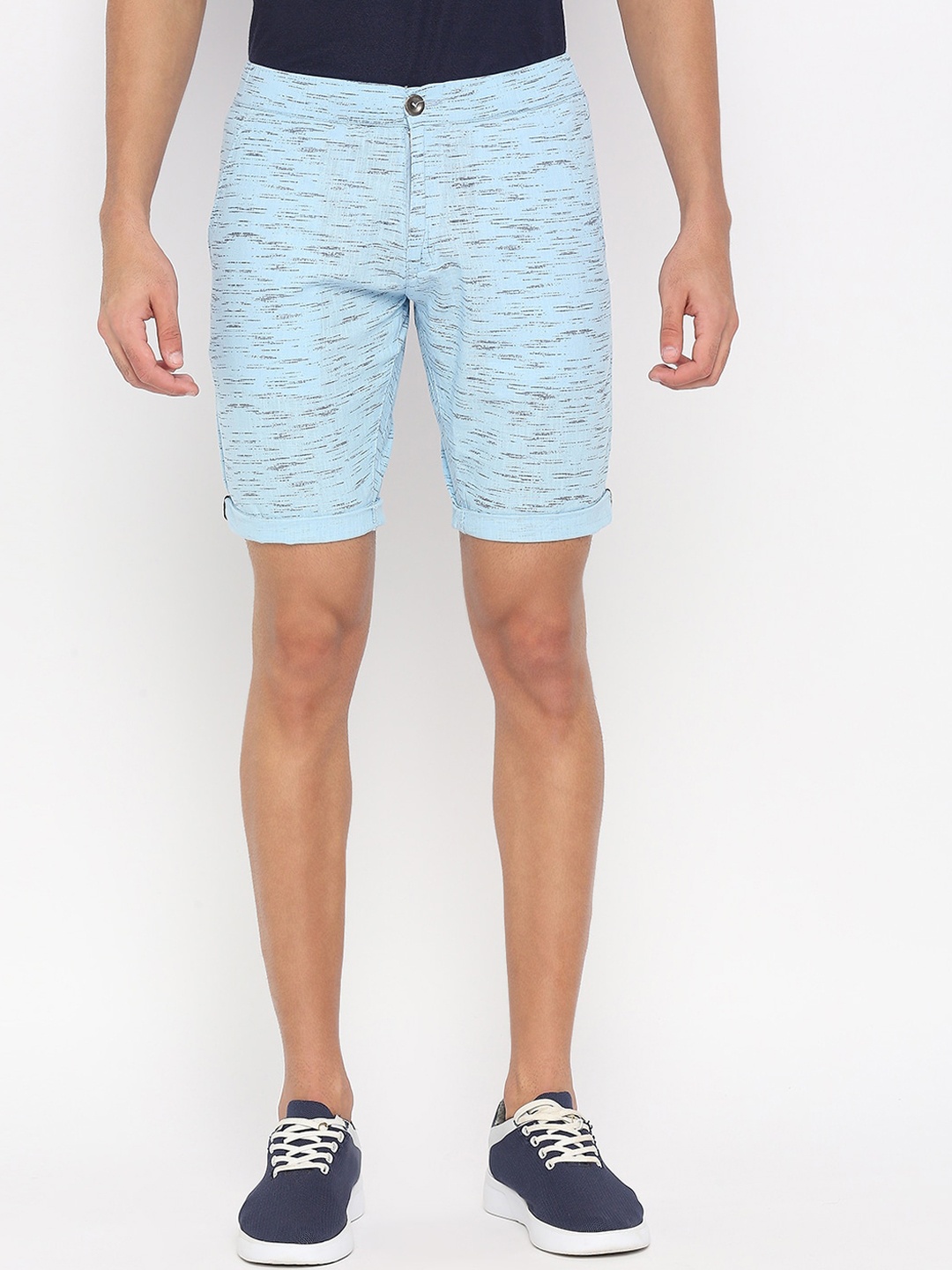 

beevee Men Printed Cotton Regular Shorts, Blue