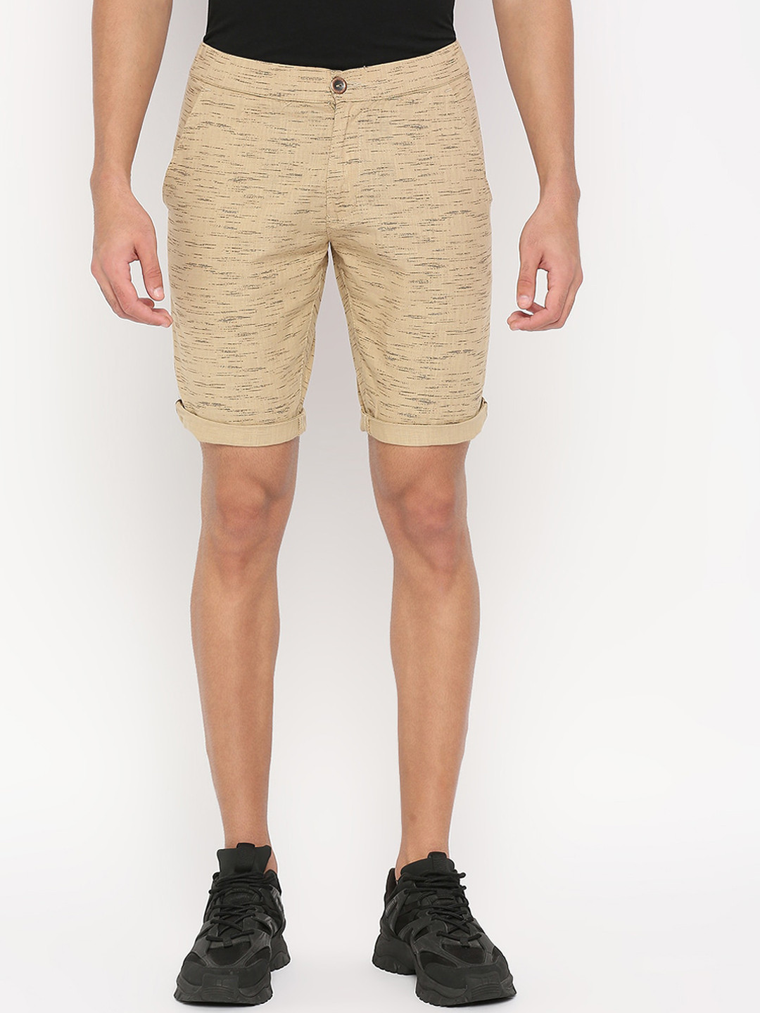 

beevee Men Printed Cotton Regular Shorts, Khaki