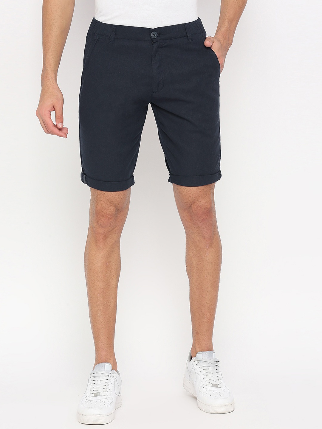 

beevee Men Cotton Regular Shorts, Navy blue