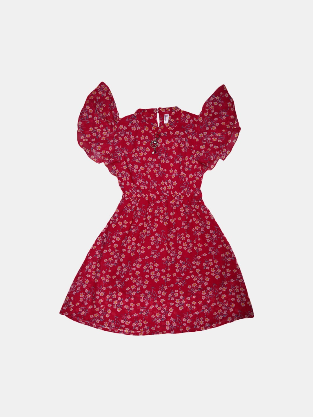 

V-Mart Girls Floral Printed Cotton Dress, Fuchsia