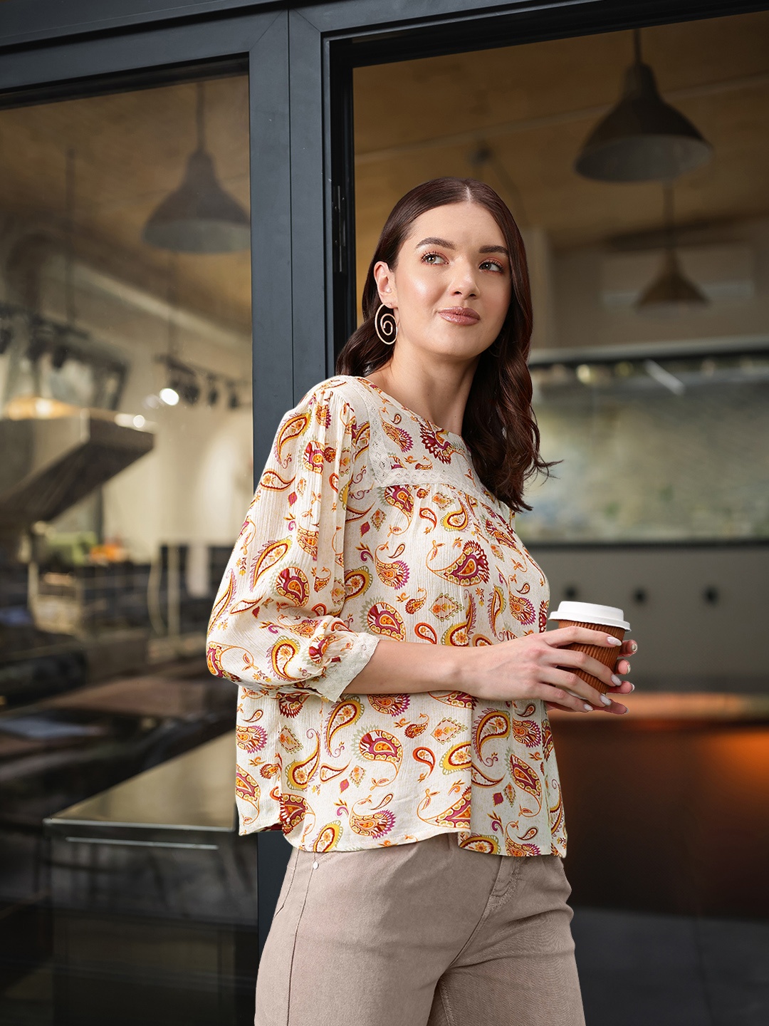 

Marks & Spencer Ethnic Motifs Printed Top, White