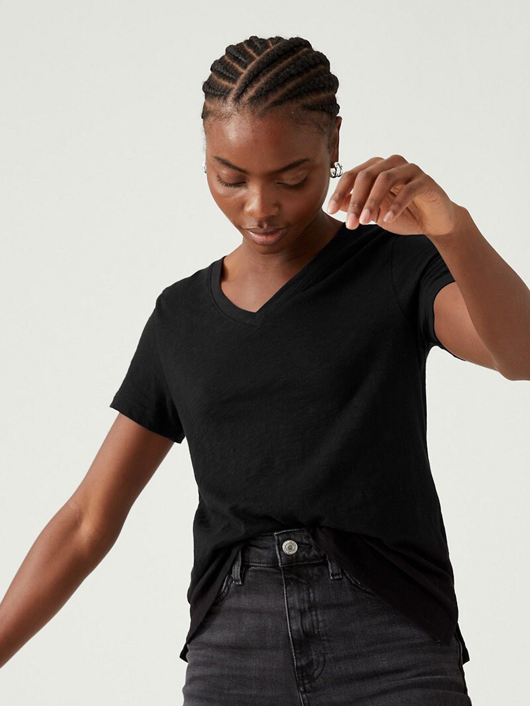 

Marks & Spencer V-Neck Pure Cotton T-shirt, Black