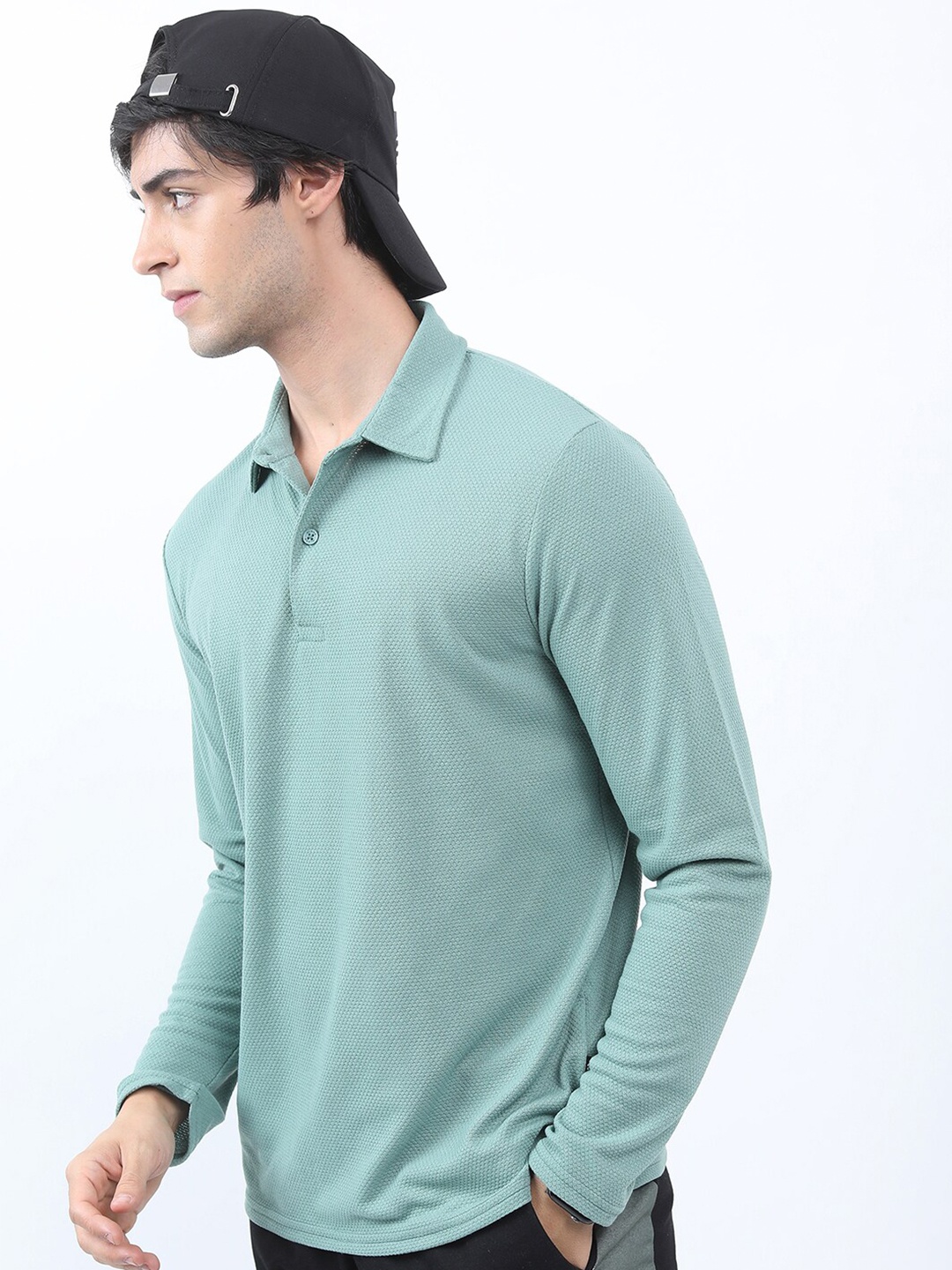 

HIGHLANDER Popcorn Structured Regular Fit Tshirt, Sea green