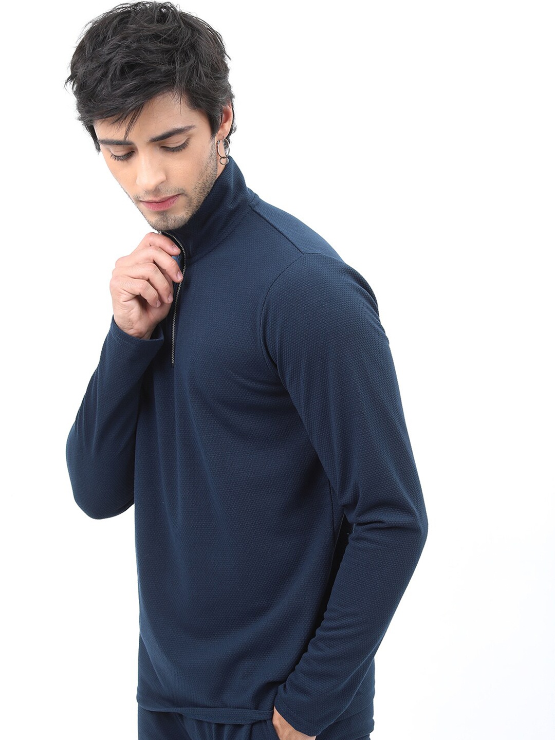 

HIGHLANDER Popcorn Structured Regular Fit T-shirt, Navy blue