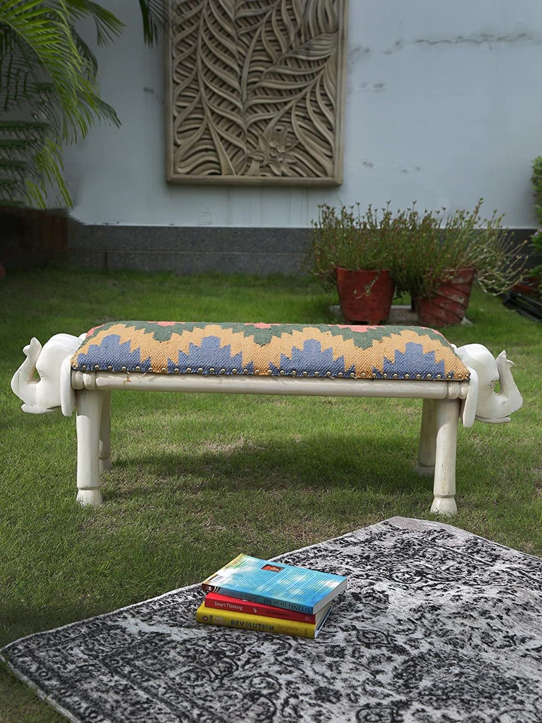 

Amoliconcepts White & Red Elephant Face Bench Ottomans