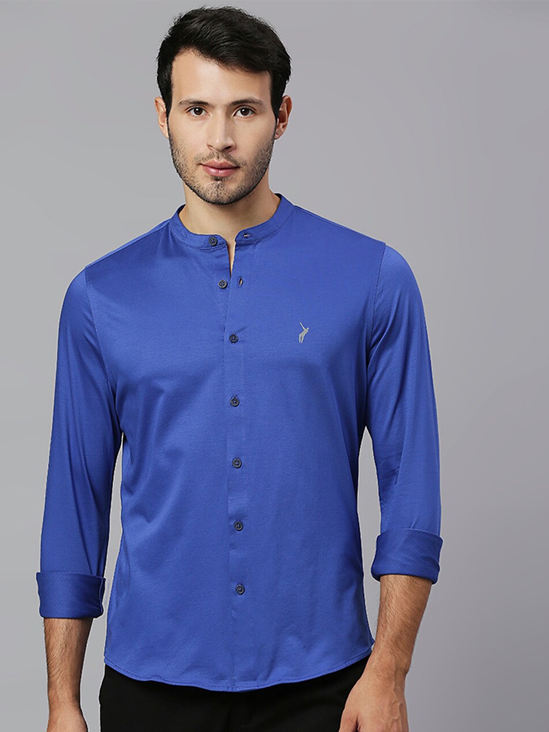 

Thomas Scott Band Collar Classic Slim Fit Casual Shirt, Blue