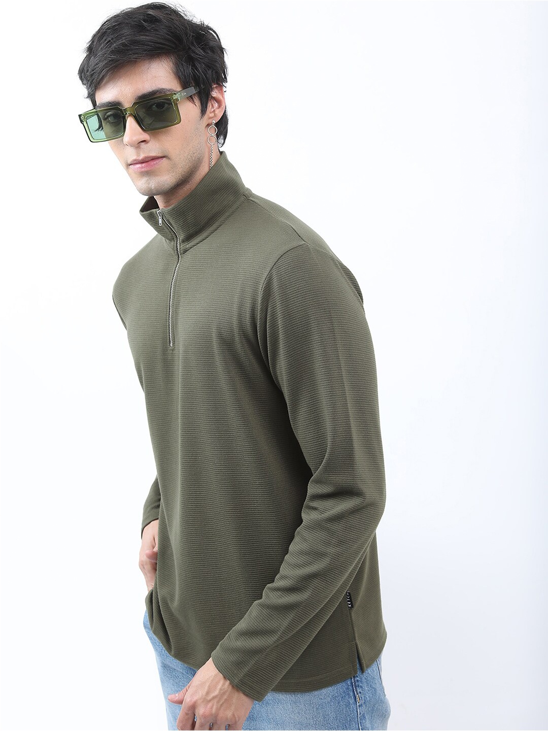 

KETCH Men Structured Regular Fit T-shirt, Olive