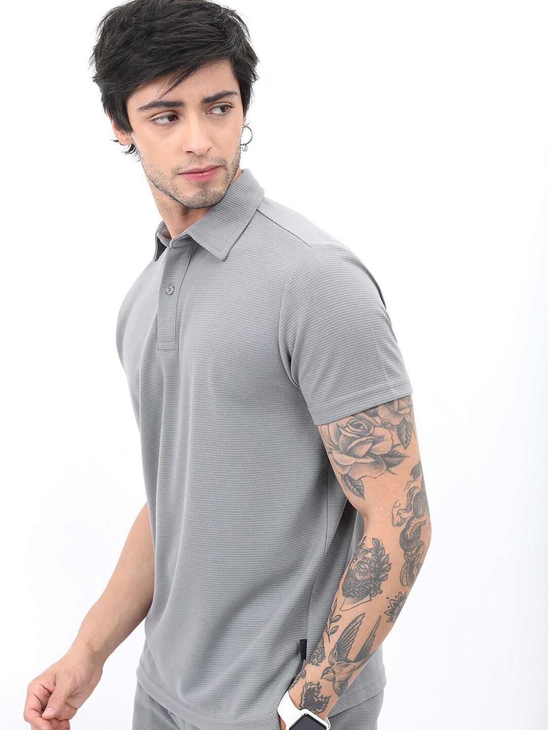 

KETCH Men Structured Regular Fit T-shirt, Grey