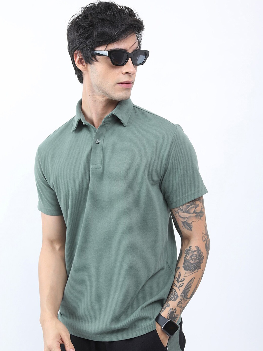

KETCH Structured Regular Fit Polo Collar T-shirt, Green