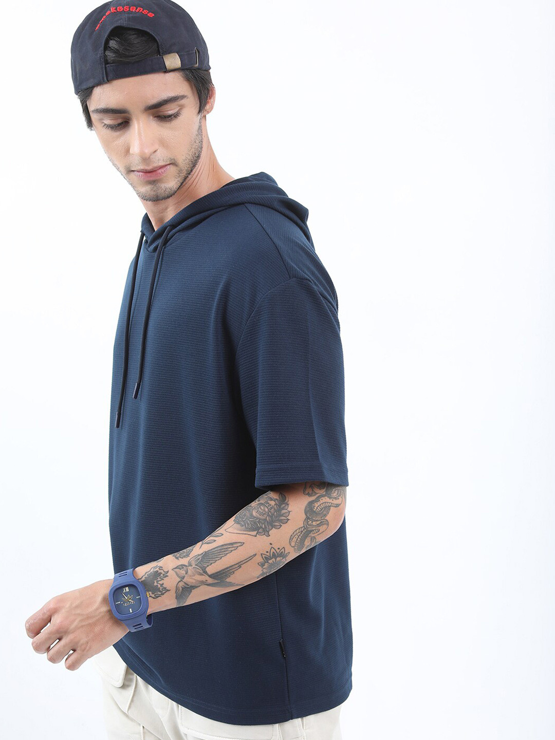 

KETCH Men Structured Regular Fit T-shirt, Navy blue