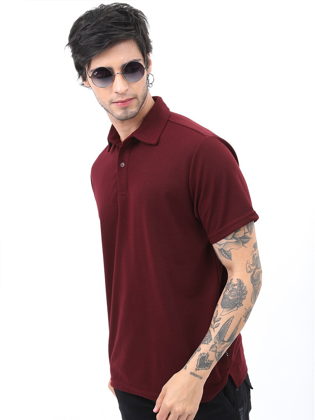 

KETCH Men Structured Regular Fit Polo Neck T-shirt, Maroon
