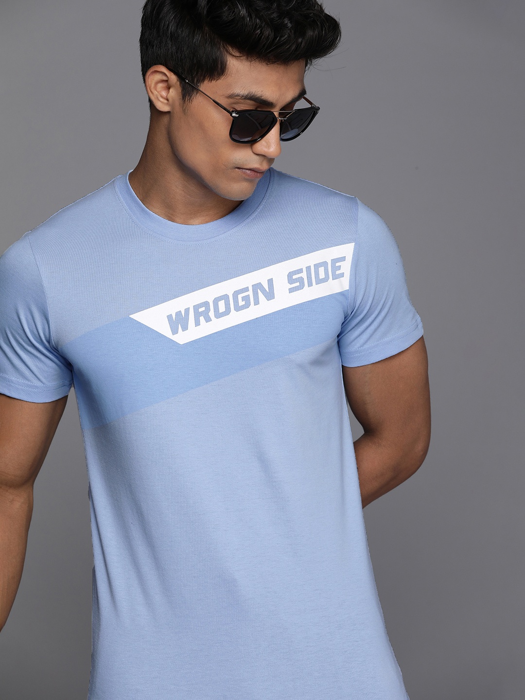 

WROGN Typography Printed T-shirt, Blue
