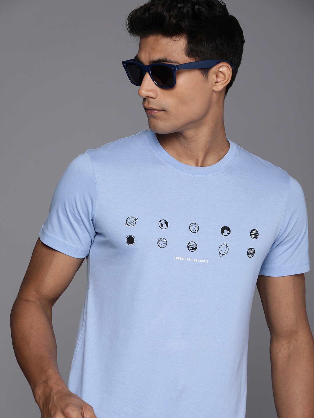 

WROGN Printed T-shirt, Blue