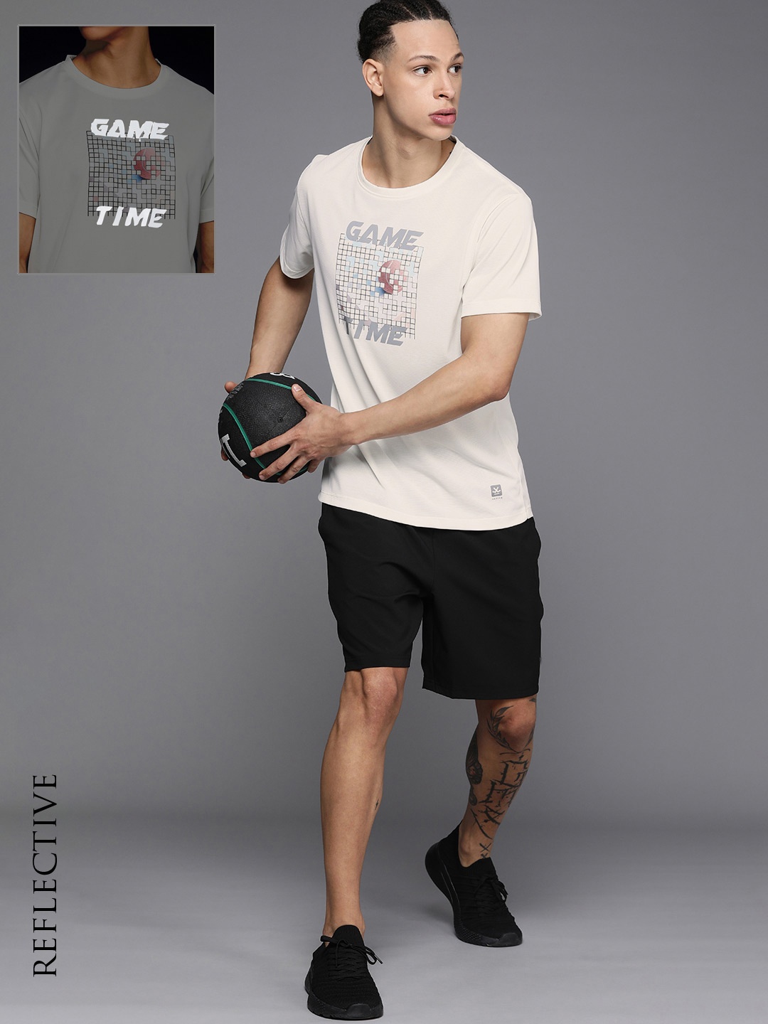 

WROGN ACTIVE Men Graphic Printed Round Neck Dry Pro Basketball T-shirt, Off white