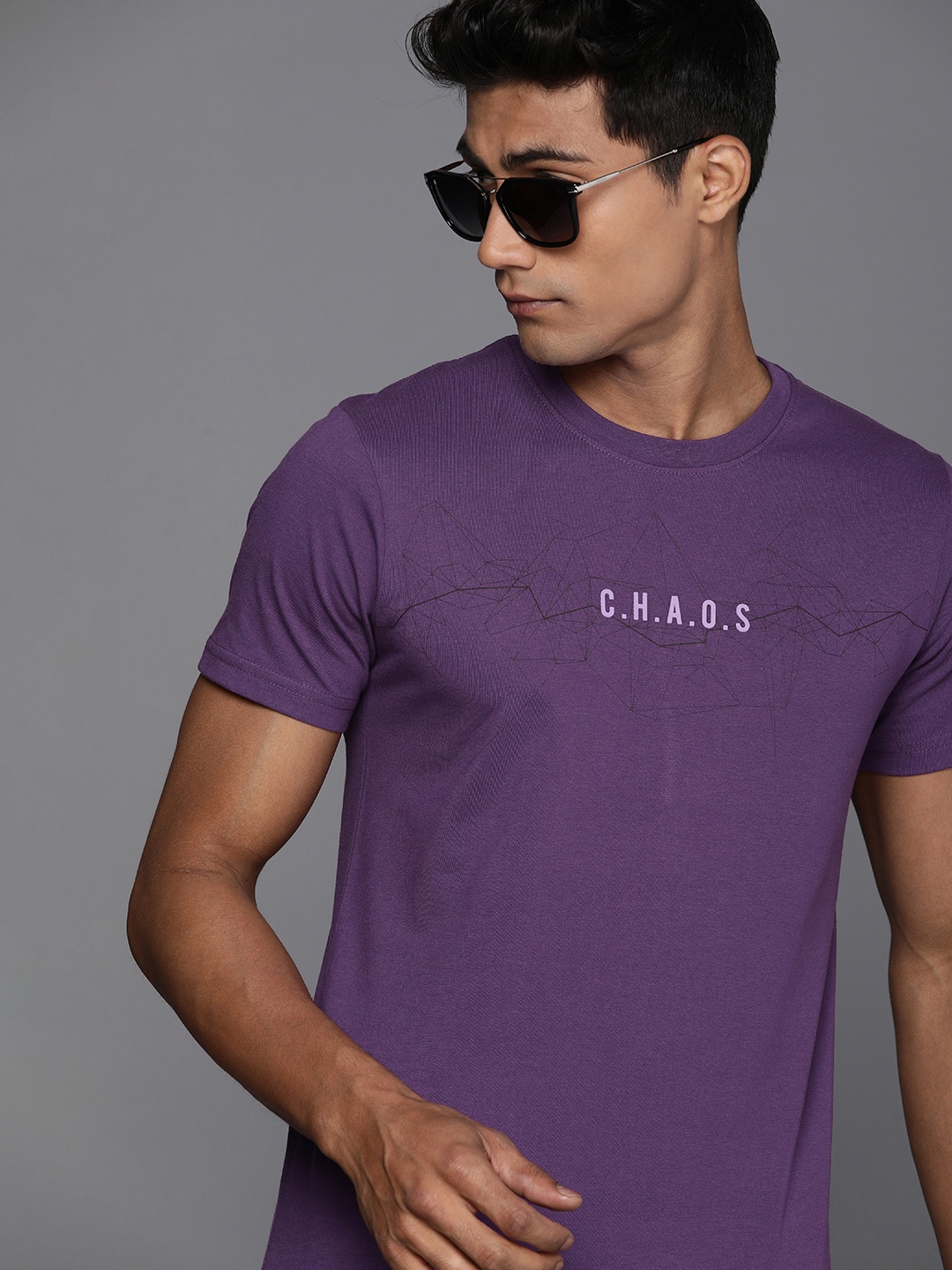 

WROGN Typography Printed T-shirt, Purple