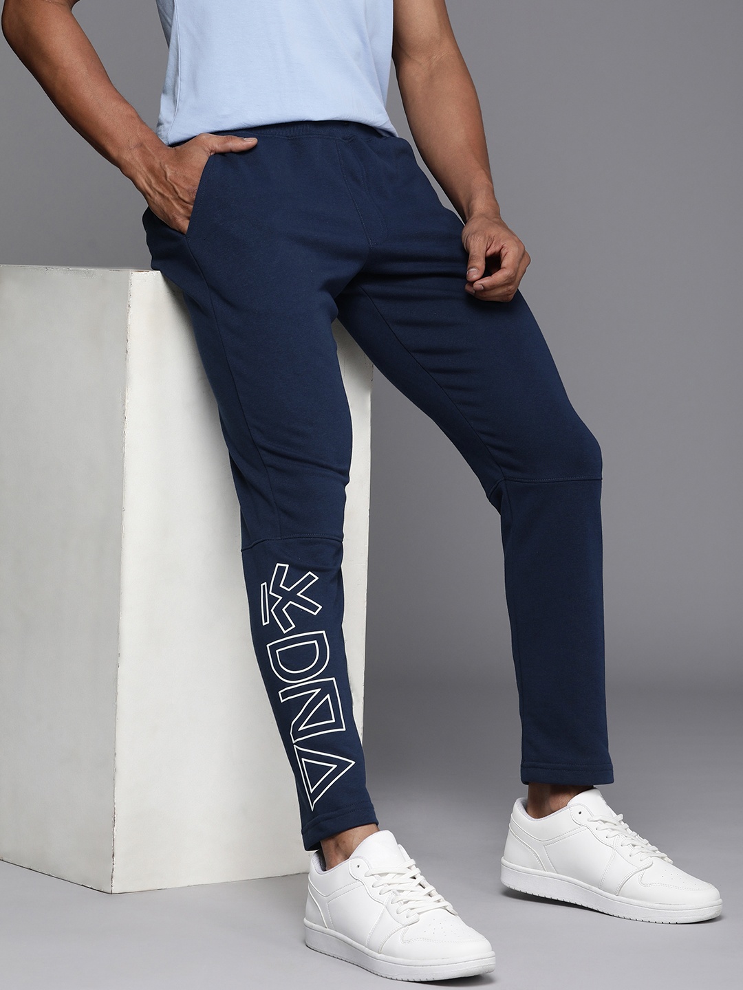 

WROGN Men Brand Logo Printed Detail Regular Fit Track Pants, Blue