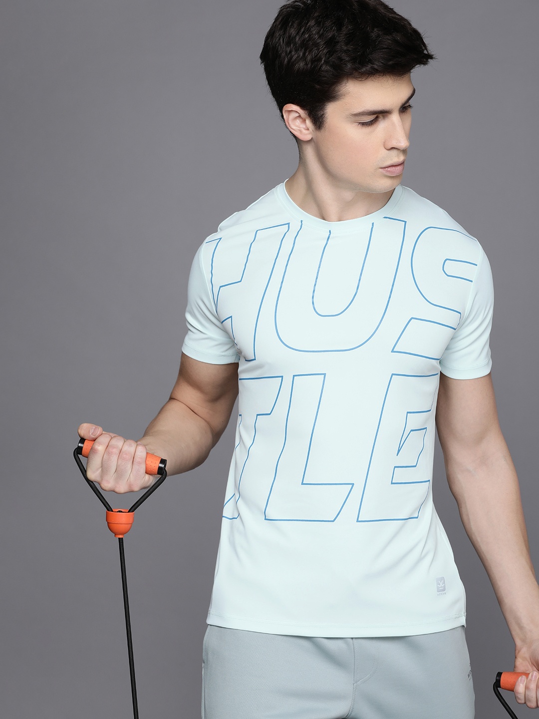 

WROGN ACTIVE Men Dry Pro Typography Printed Slim Fit Gym T-shirt, Blue