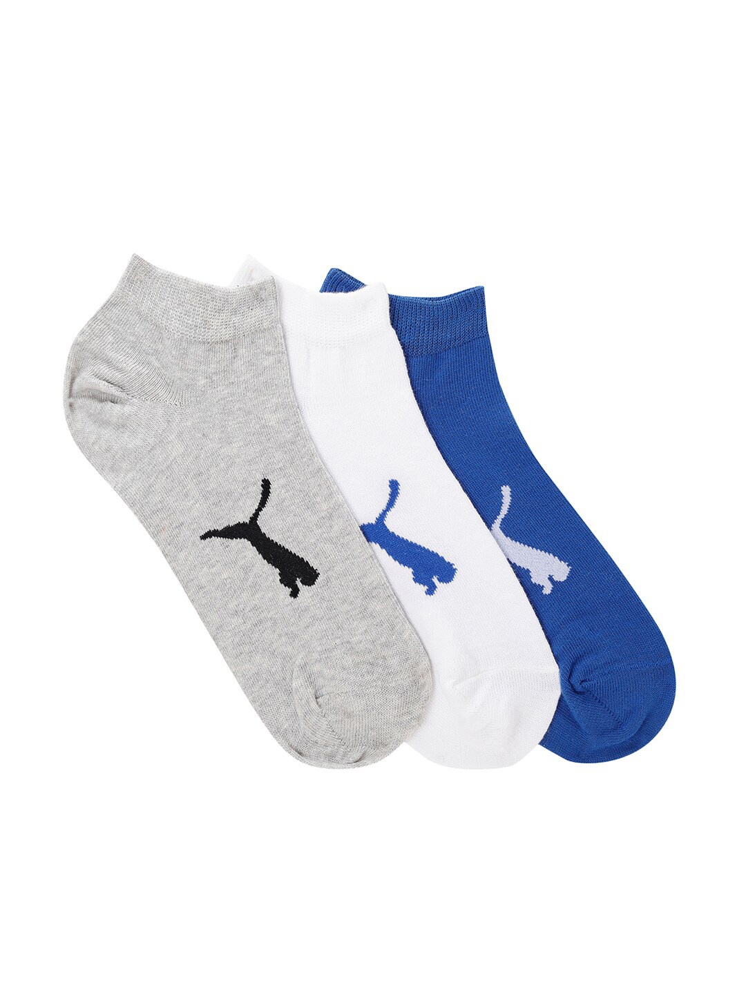 

Puma Pack Of 3 Brand Logo-Printed Sneakers Socks, Blue