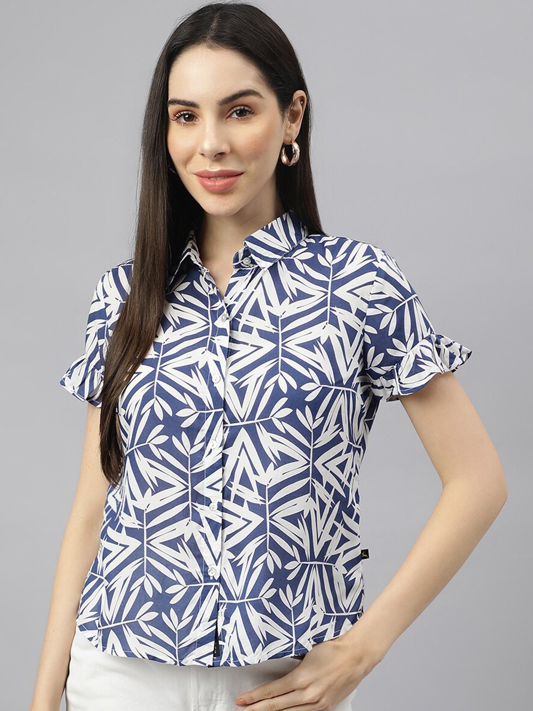 

VALBONE Classic Tropical Printed Casual Shirt, White