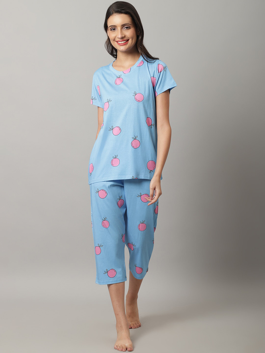 

Kanvin Graphic Printed Night Suit, Blue