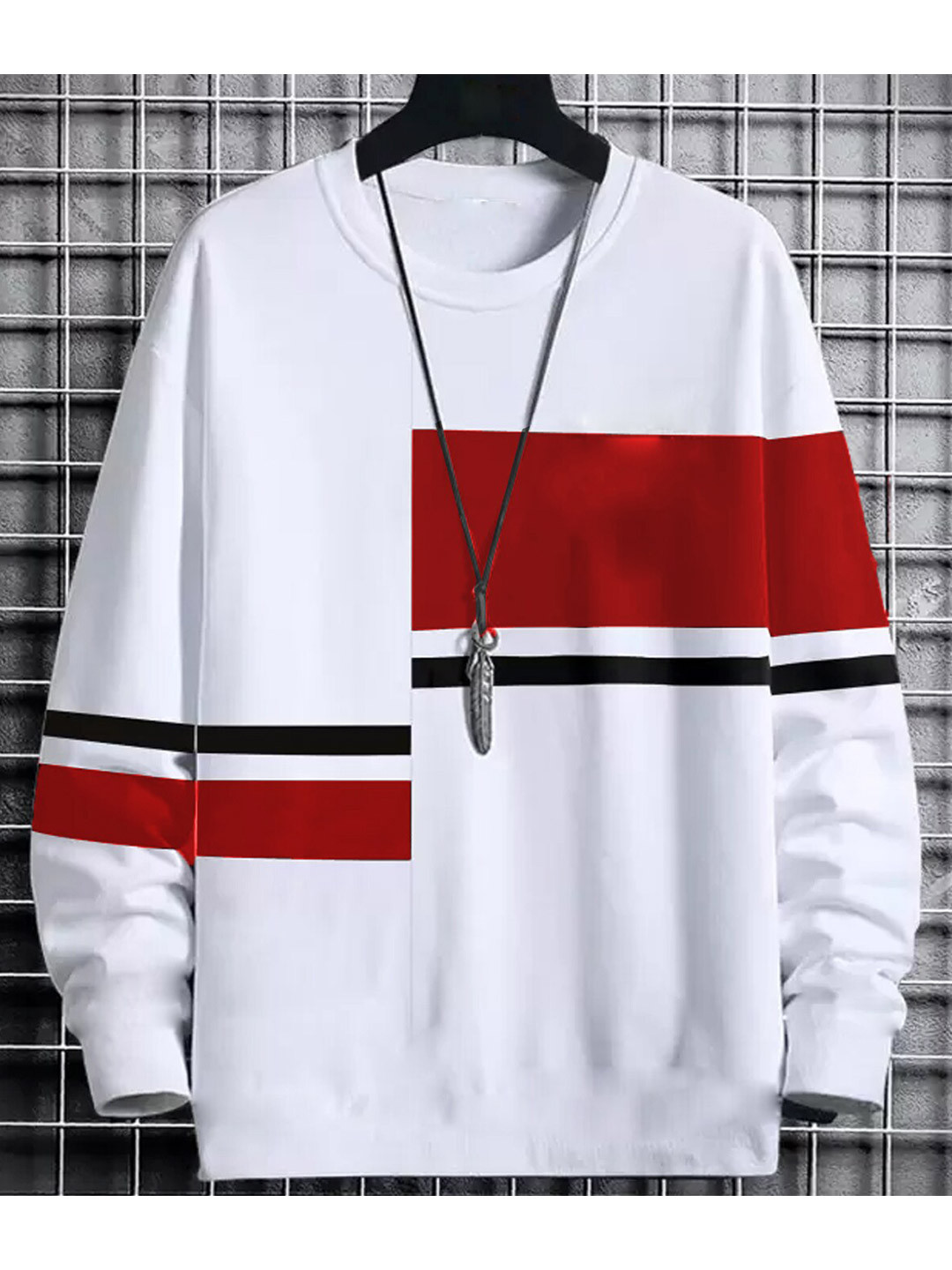 

CLAFOUTIS Men White Checked Raw Edge T-shirt