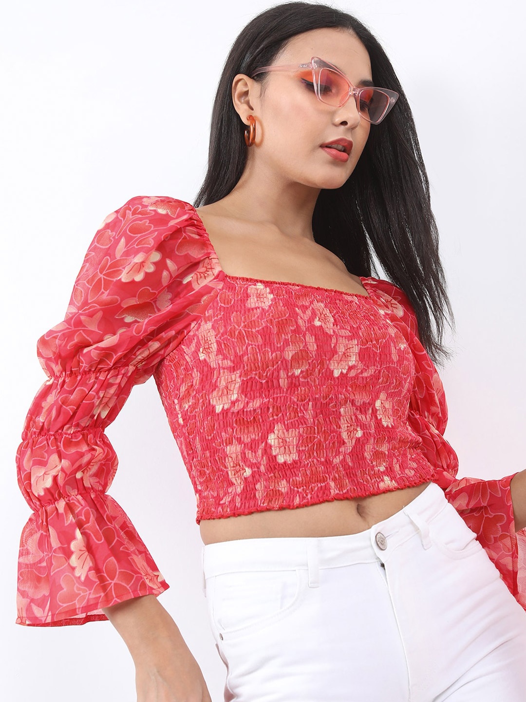 

KETCH Pink Print Crop Top