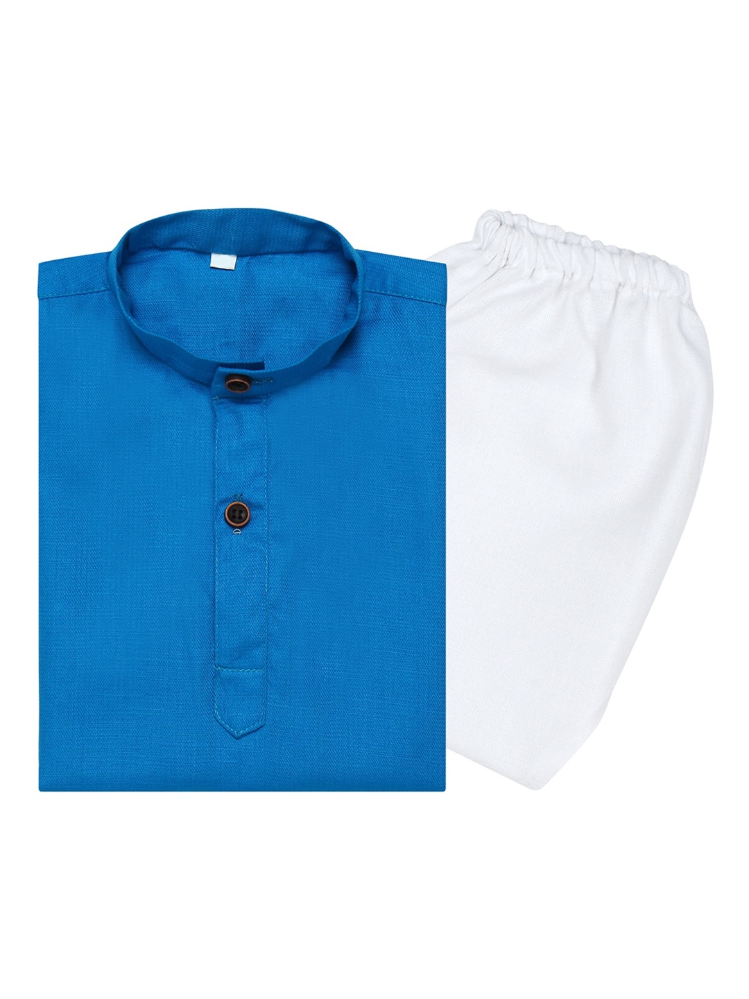 

Superminis Boys Mandarin Collar Pure Cotton Kurta with Pyjamas, Turquoise blue