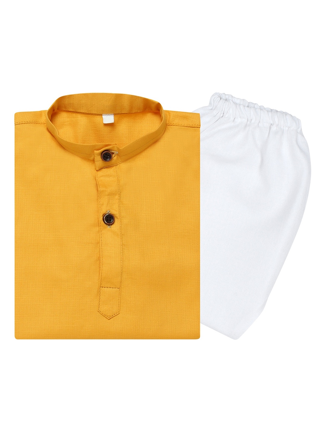

Superminis Boys Mandarin Collar Pure Cotton Kurta With Pyjamas, Yellow