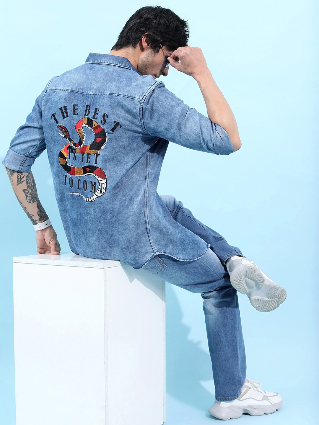 

HIGHLANDER Men Blue Slim Fit Faded Casual Shirt