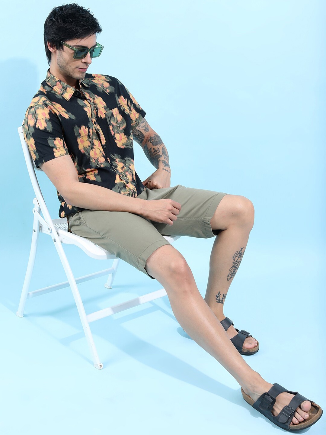 

HIGHLANDER Men Black Slim Fit Printed Casual Shirt