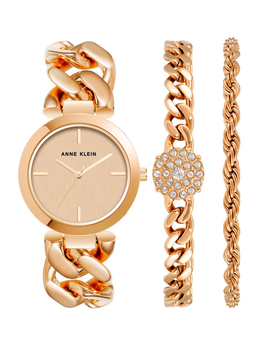 

ANNE KLEIN Women Rose Gold-Toned Dial & Rose Gold Toned Bracelet Style Straps Analogue Watch AKB4000RGST