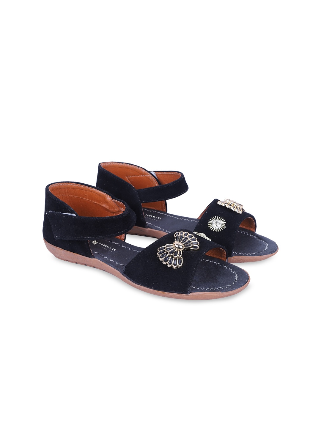 

FABBMATE Women Black Open Toe Flats