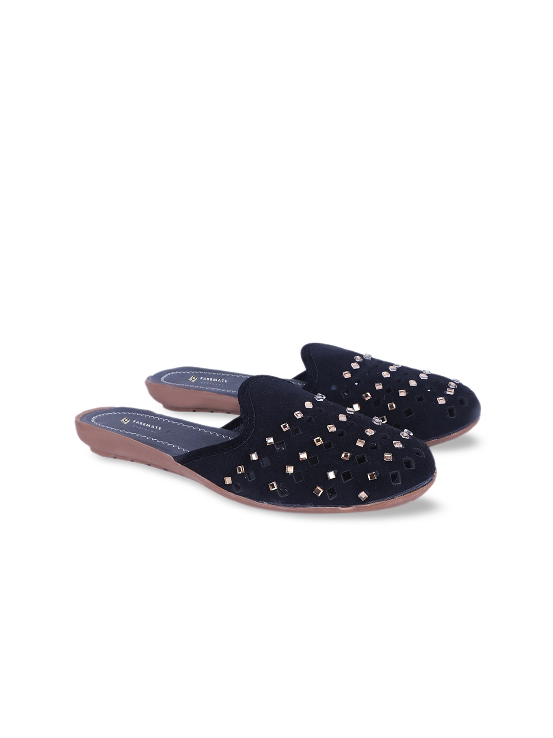 

FABBMATE Women Embellished Mules, Black