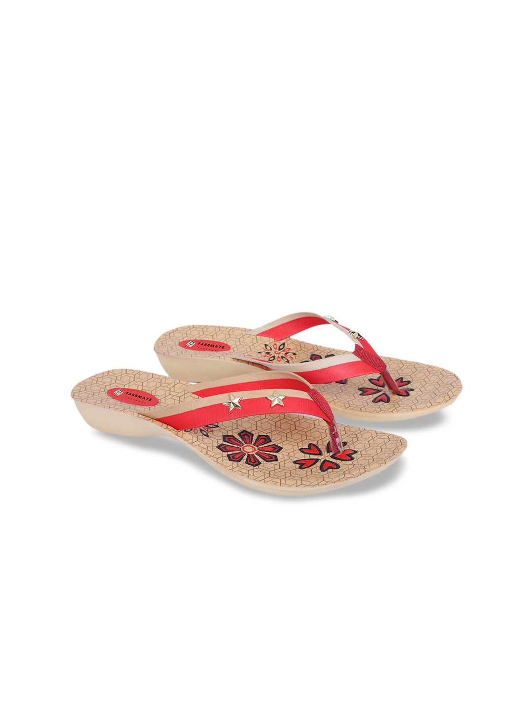 

FABBMATE Women Embellished Open Toe Flats, Beige
