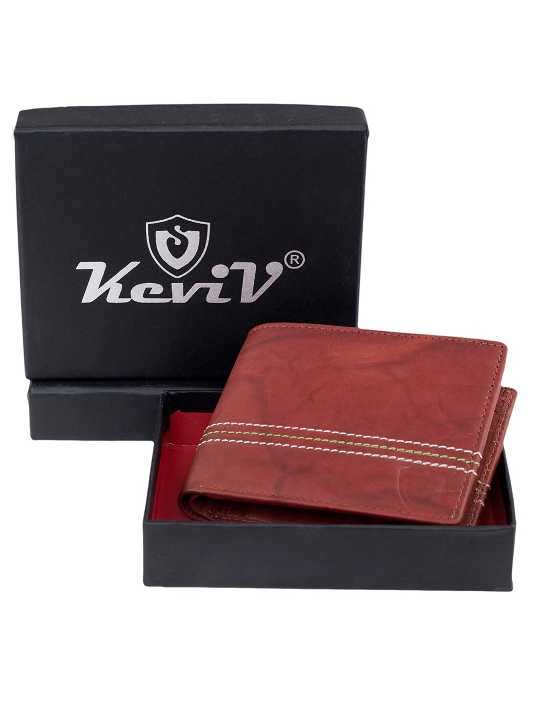 

Keviv Men Leather Two Fold Wallet, Red
