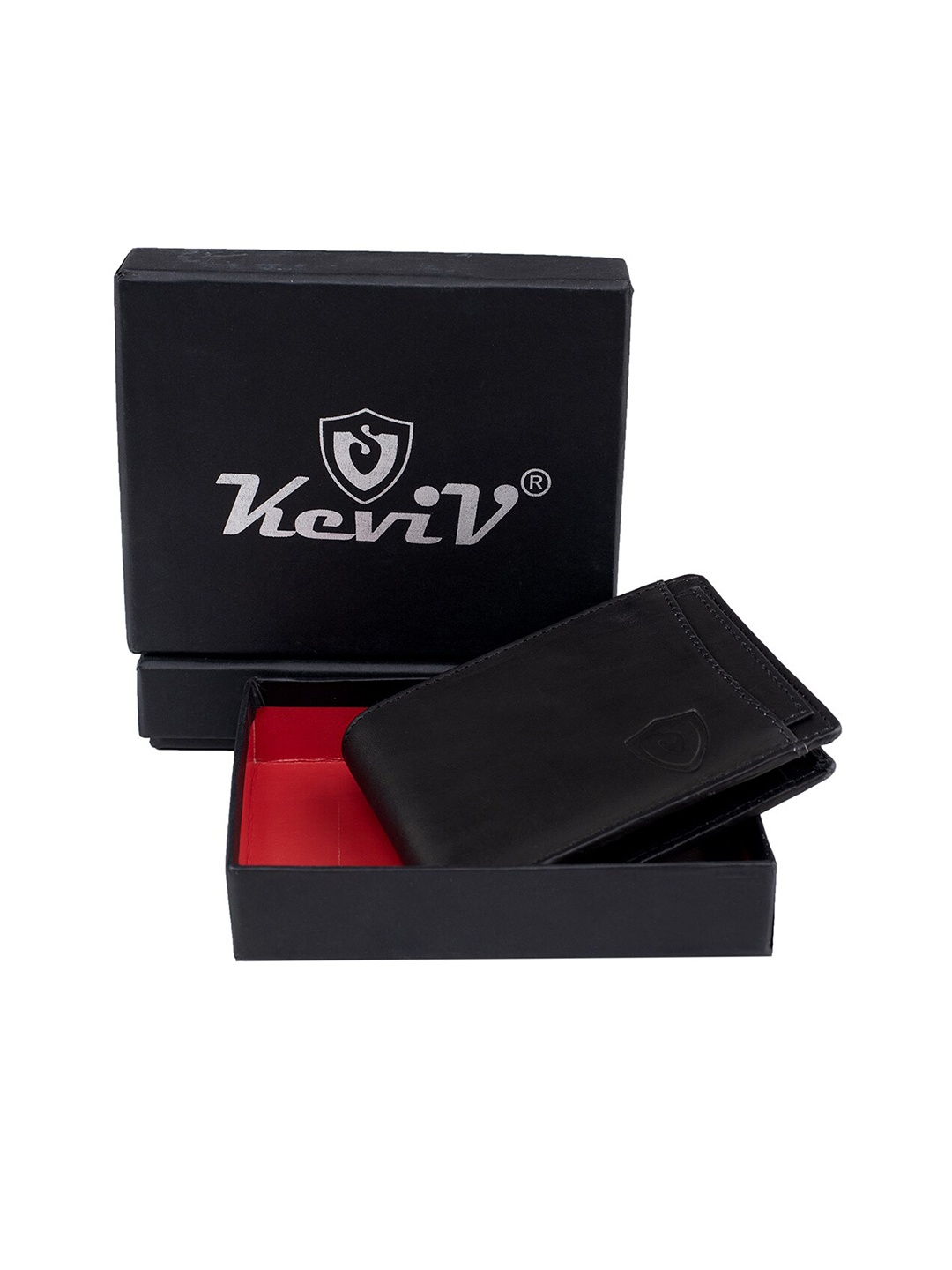 

Keviv Men Leather Two Fold Wallet, Black