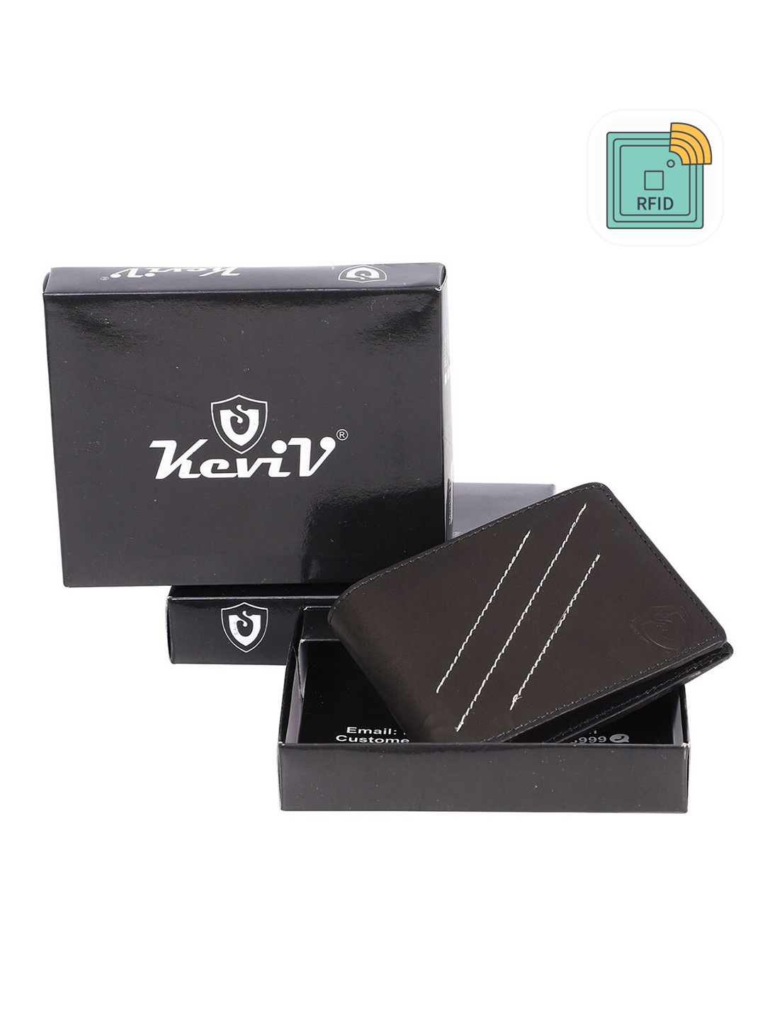 

Keviv Men Leather Two Fold Wallet, Black