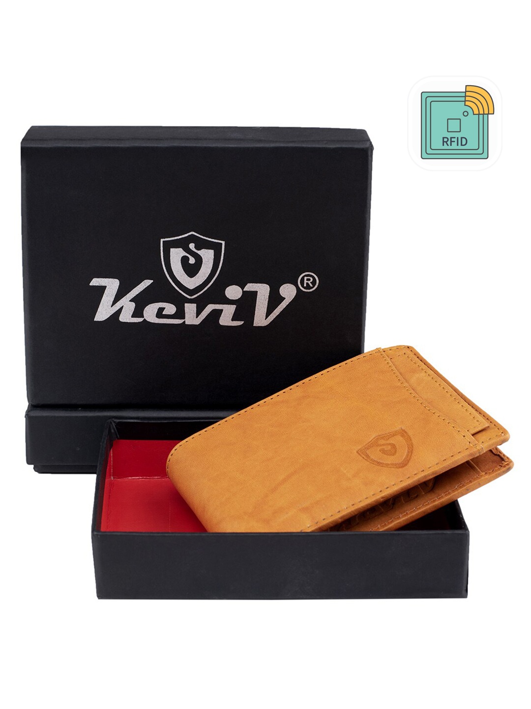 

Keviv Men Leather Two Fold Wallet, Tan