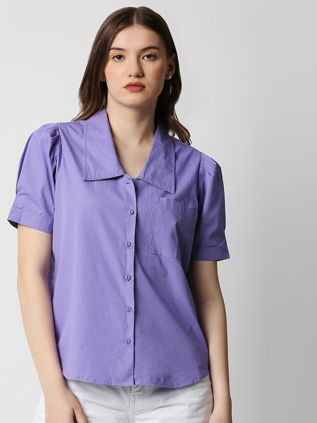 

Remanika Comfort Spread Collar Pure Cotton Casual Shirt, Purple