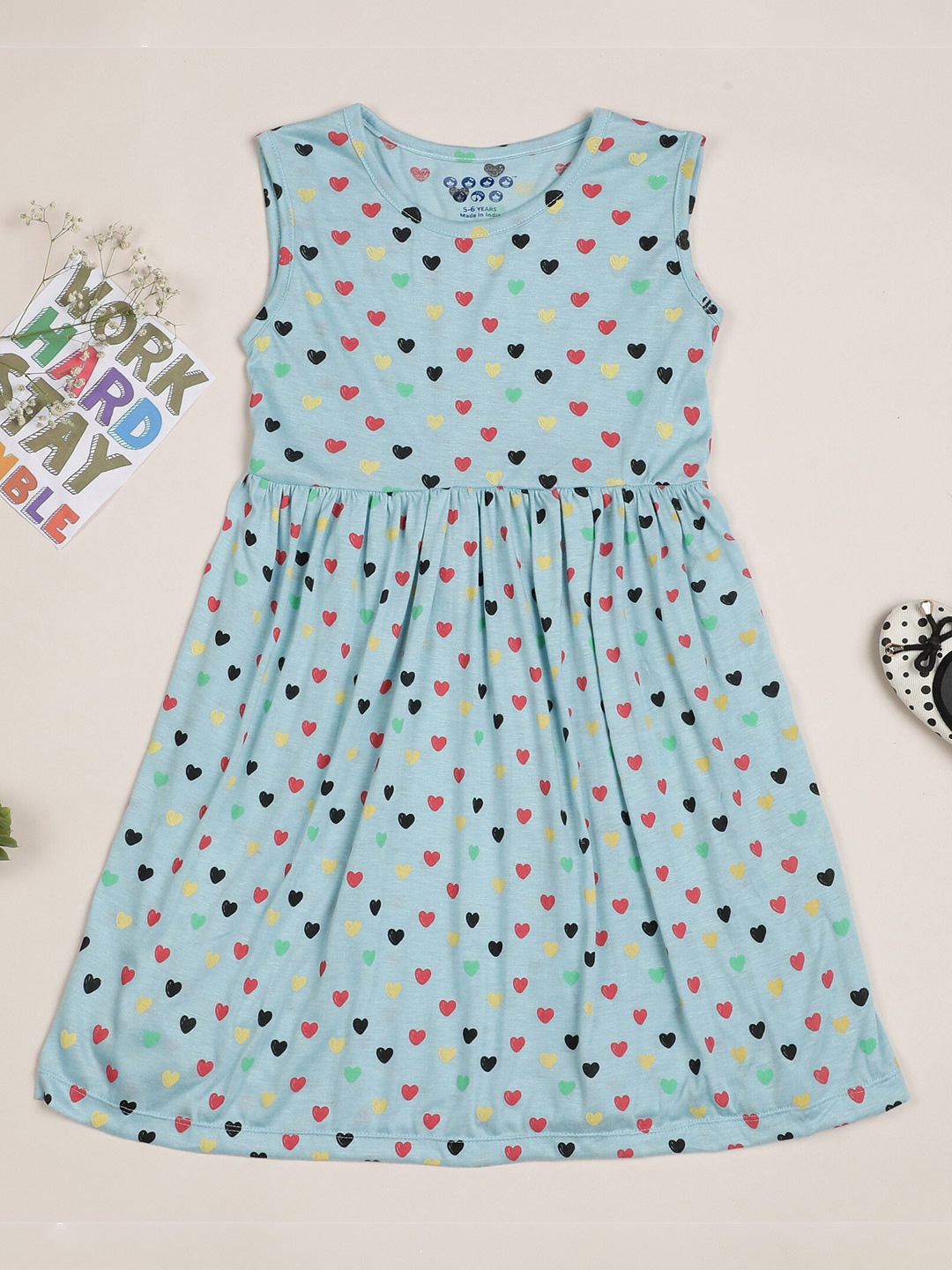 

ZION Girls Printed Fit & Flare Dress, Blue