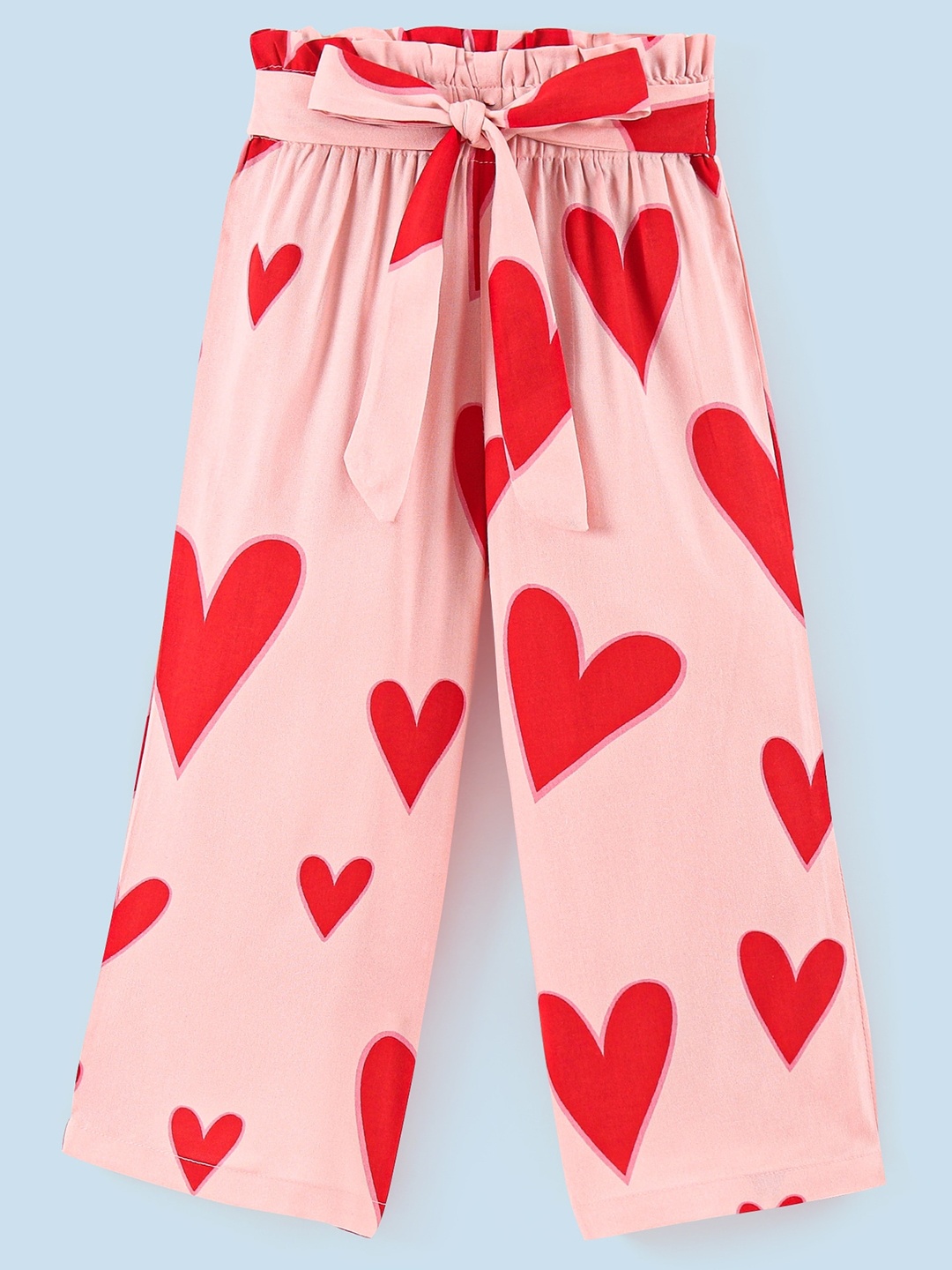 

CrayonFlakes Girls Printed Knitted Palazzos, Pink
