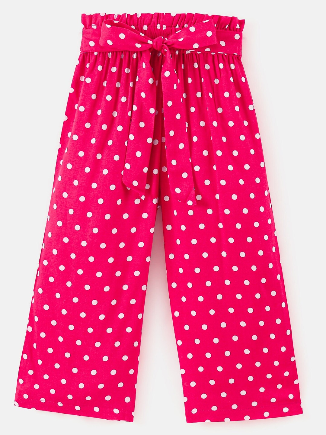 

CrayonFlakes Girls Polka Dots Printed Knitted Palazzos, Magenta