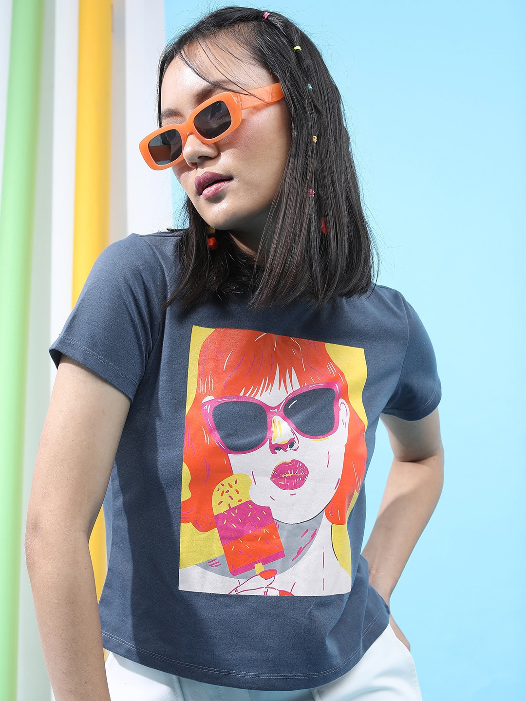 

Tokyo Talkies Graphic Printed T-shirt, Blue