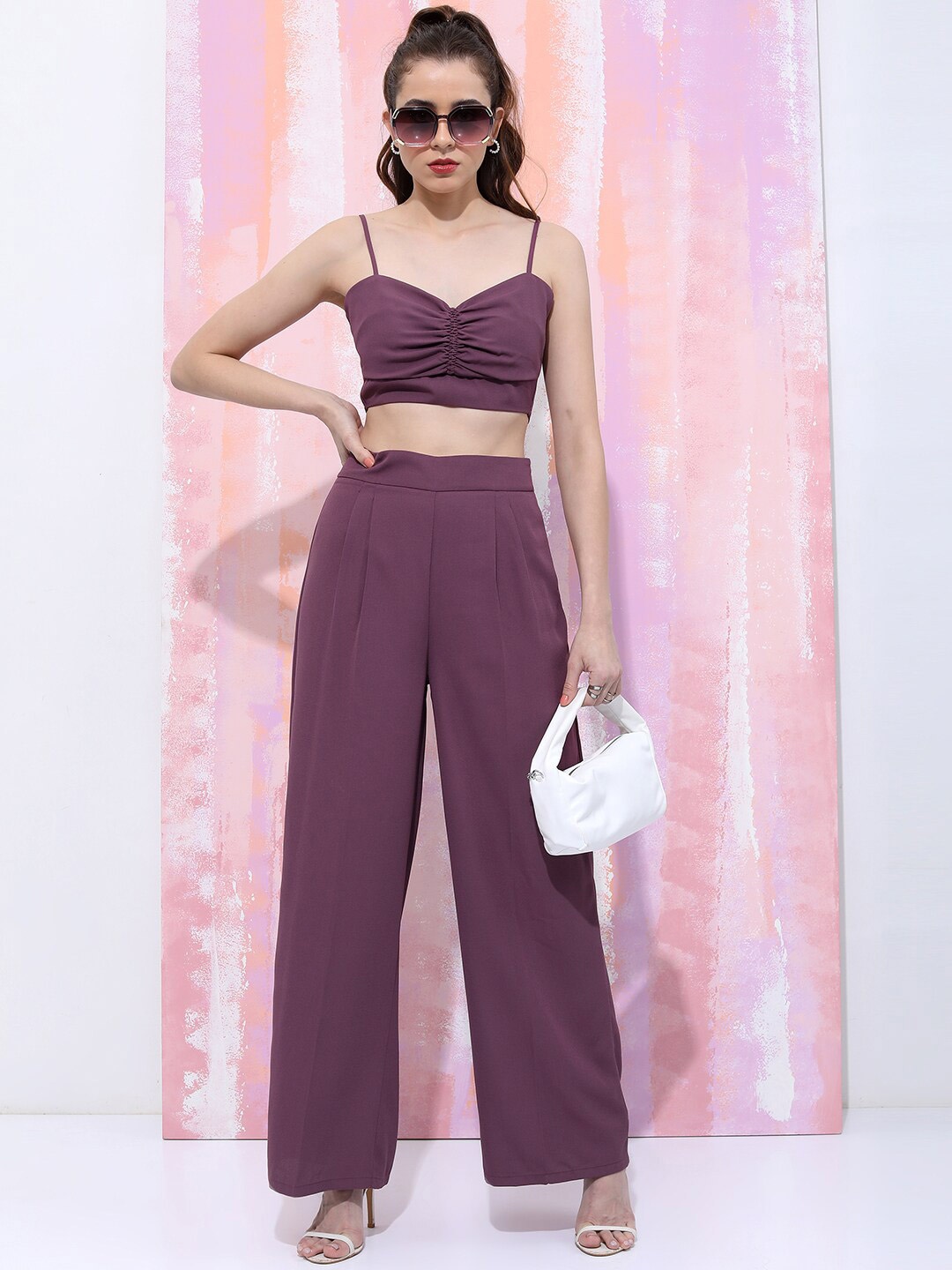 

Tokyo Talkies Women Purple Top with Trousers